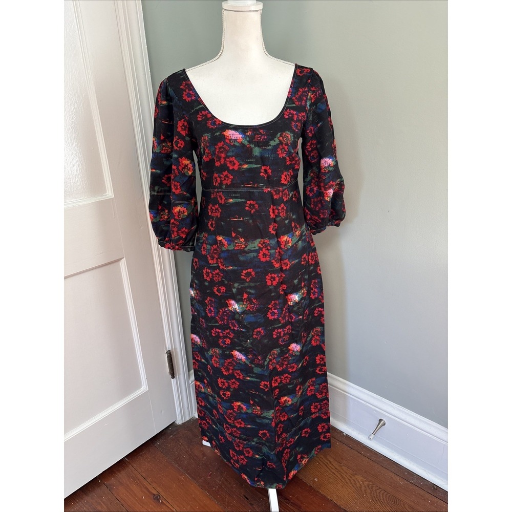 Rachel Comey for Target Black Red Floral Rayon Blend Dress Size 2